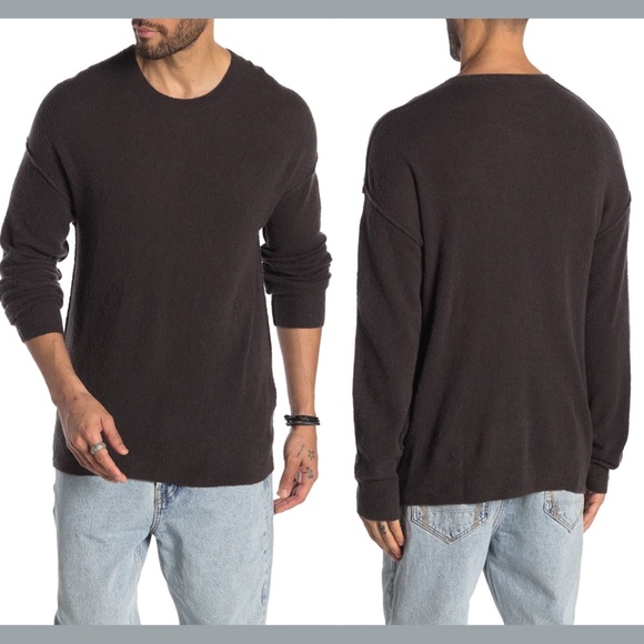 NEW $165 ALLSAINTS Ridge Crew Neck Pullover Sweater in Brown [SZ Large ]‎ - Picture 1 of 12